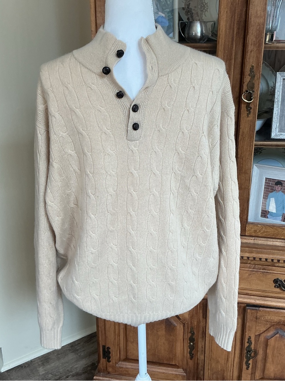Kevin’s Plantation Collection Men's Size Large 100% Cashmere Cable Knit Sweater